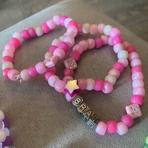 Kandi Bracelets - Pink - Brat - 3 Pack